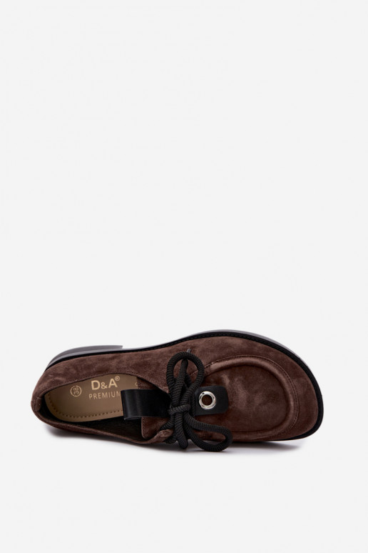 Scarpe da donna barefoot in suede sintetico D&A CR62-3460 color cioccolato