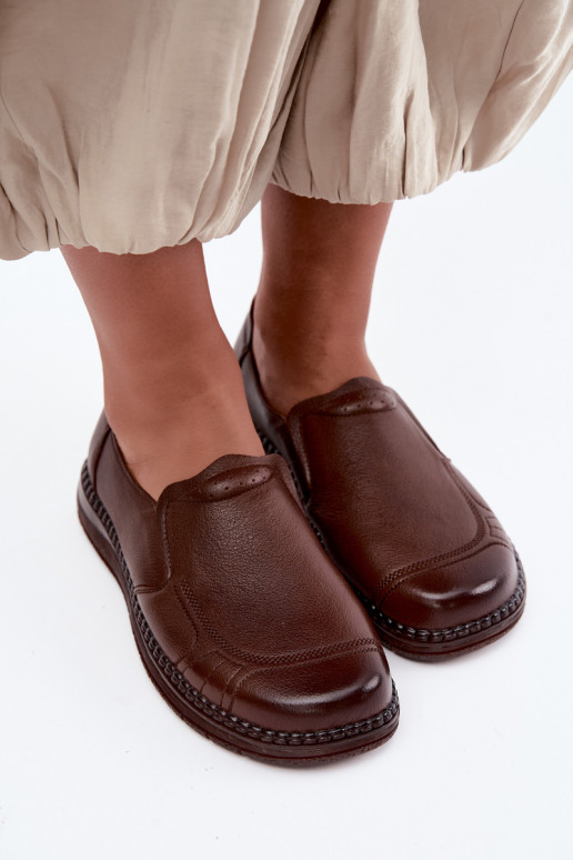 Scarpe da donna in pelle slip-on Vinceza 107241 colore marrone