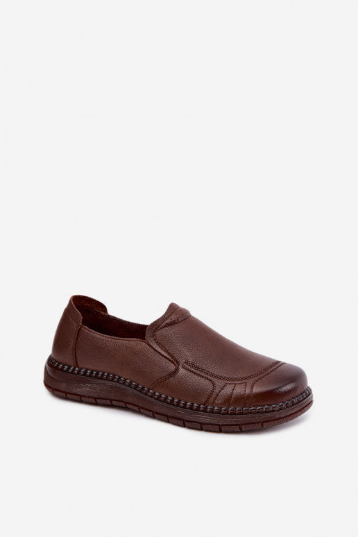 Scarpe da donna in pelle slip-on Vinceza 107241 colore marrone