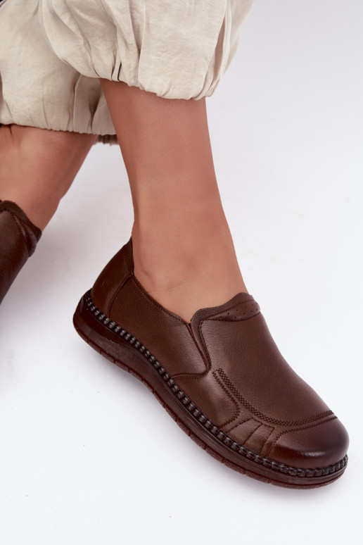 Scarpe da donna in pelle slip-on Vinceza 107241 colore marrone