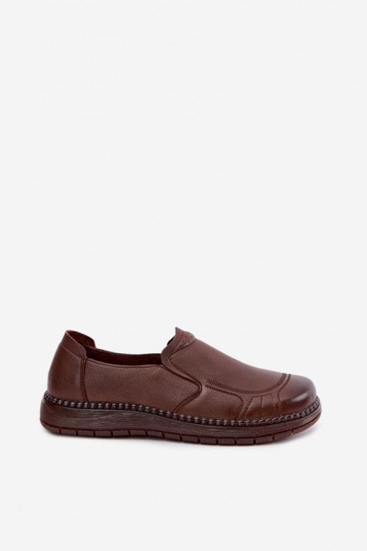 Scarpe da donna in pelle slip-on Vinceza 107241 colore marrone