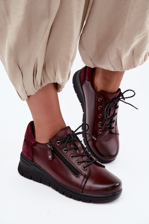 Scarpe da donna in pelle con plateau Vinceza 39964 colore bordeaux