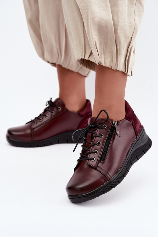 Scarpe da donna in pelle con plateau Vinceza 39964 colore bordeaux