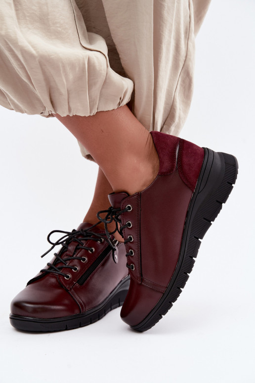 Scarpe da donna in pelle con plateau Vinceza 39964 colore bordeaux