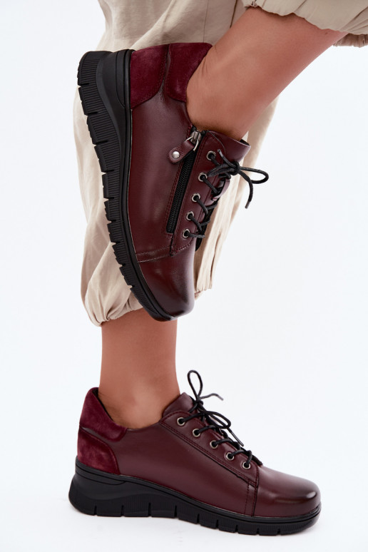 Scarpe da donna in pelle con plateau Vinceza 39964 colore bordeaux
