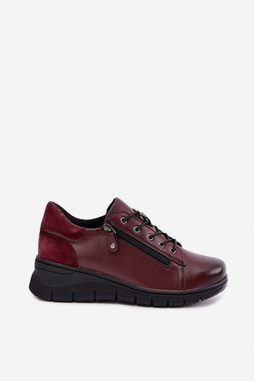 Scarpe da donna in pelle con plateau Vinceza 39964 colore bordeaux