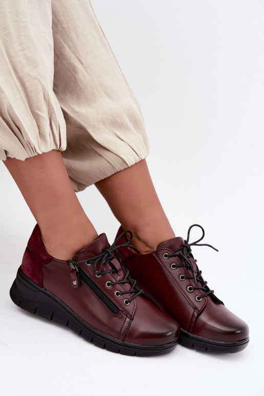 Scarpe da donna in pelle con plateau Vinceza 39964 colore bordeaux