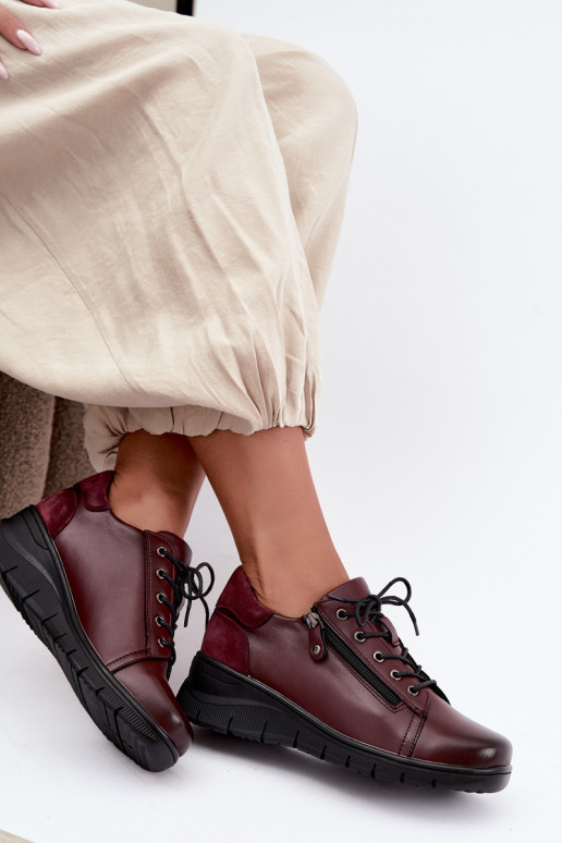 Scarpe da donna in pelle con plateau Vinceza 39964 colore bordeaux