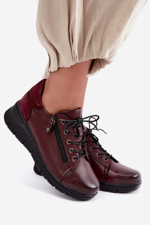 Scarpe da donna in pelle con plateau Vinceza 39964 colore bordeaux