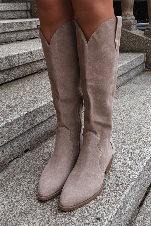 Stivali in camoscio in stile cowboy, sabbia Medira