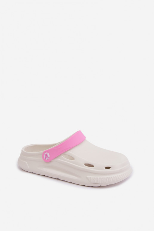 Zoccoli leggeri bianchi Laelia con strisce rosa