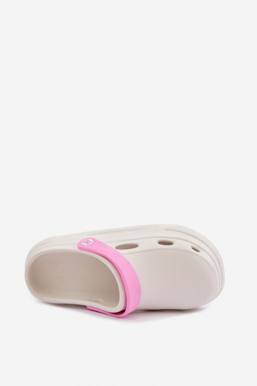Zoccoli leggeri bianchi Laelia con strisce rosa