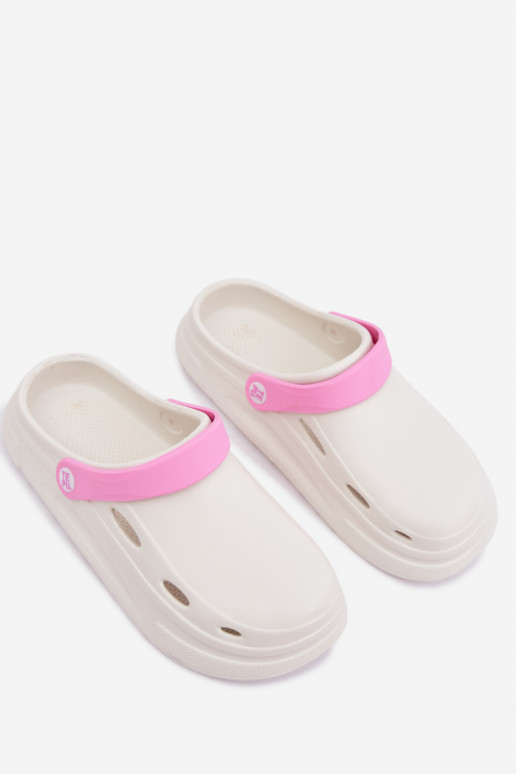 Zoccoli leggeri bianchi Laelia con strisce rosa