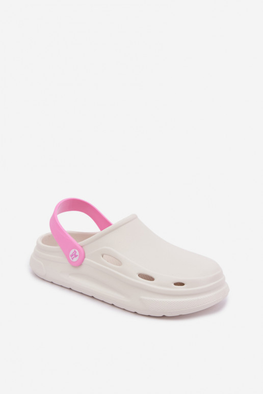 Zoccoli leggeri bianchi Laelia con strisce rosa