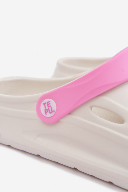 Zoccoli leggeri bianchi Laelia con strisce rosa