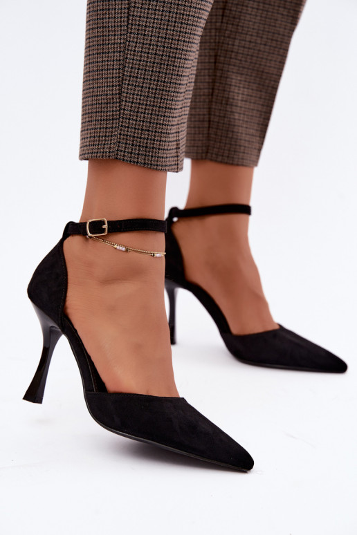 Scarpe in suede nere Ladessa con cinturini