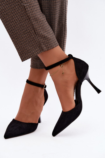 Scarpe in suede nere Ladessa con cinturini 2