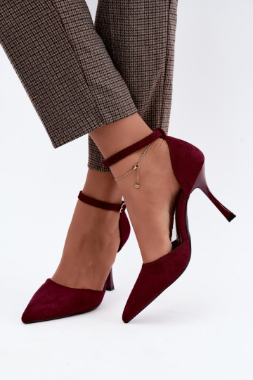 Scarpe in suede sintetico con cinturini color bordeaux Ladessa