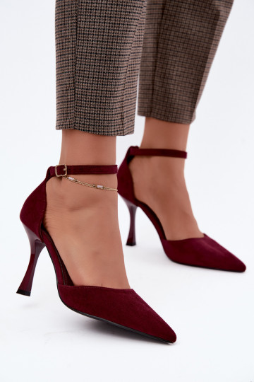 Scarpe in suede sintetico con cinturini color bordeaux Ladessa 2