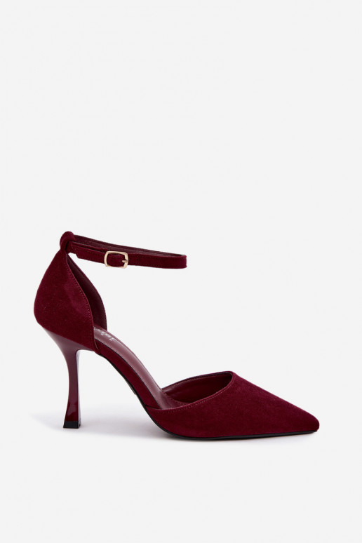 Scarpe in suede sintetico con cinturini color bordeaux Ladessa