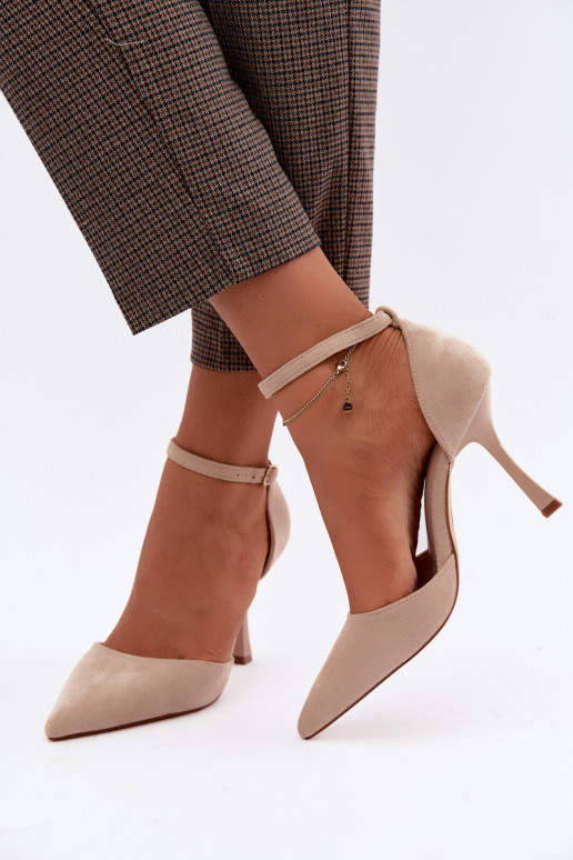 Scarpe in suede sintetico con cinturini color sabbia Ladessa