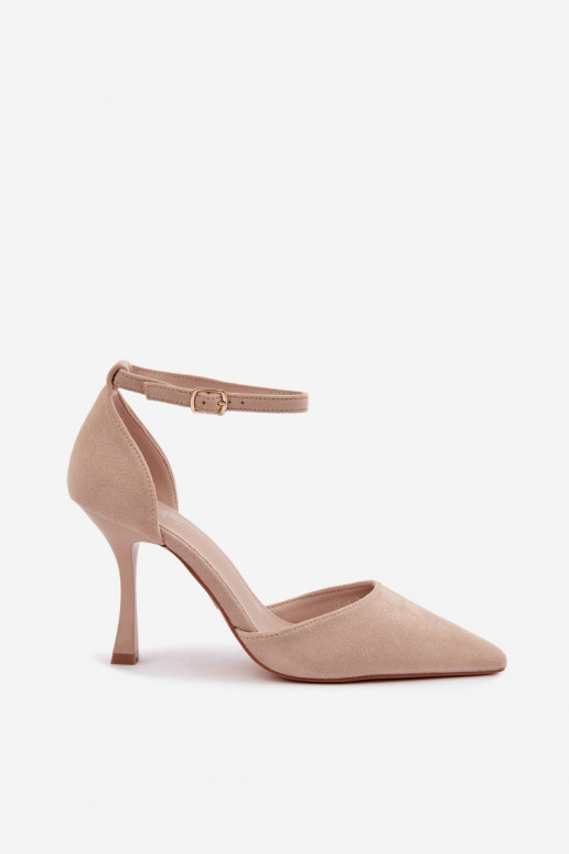 Scarpe in suede sintetico con cinturini color sabbia Ladessa