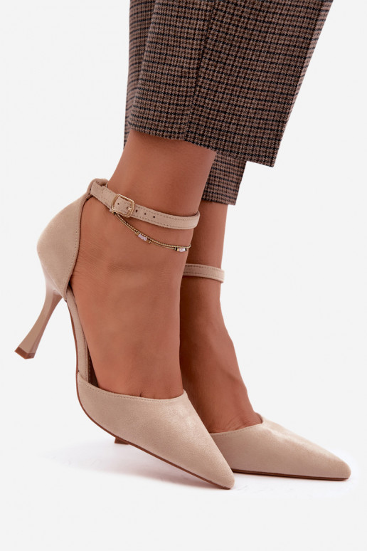 Scarpe in suede sintetico con cinturini color sabbia Ladessa