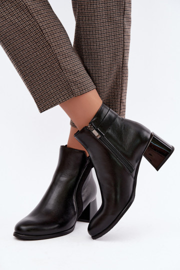 Stivaletti da donna in pelle sintetica con tacco isolati Zazoo 60563 in nero 2