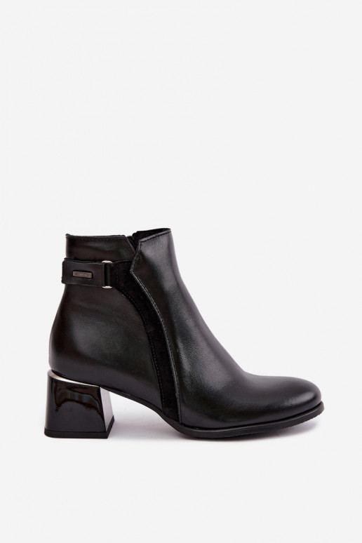 Stivaletti da donna in pelle sintetica con tacco isolati Zazoo 60563 in nero