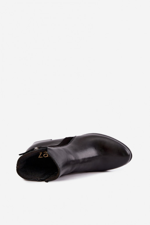 Stivaletti da donna in pelle sintetica con tacco isolati Zazoo 60563 in nero
