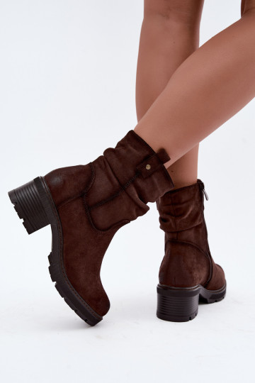 Stivaletti isolati da donna con volant Klocke S.Barski HY62-8100 in cioccolato