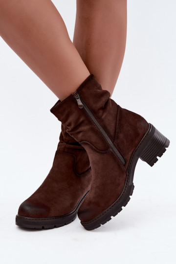 Stivaletti isolati da donna con volant Klocke S.Barski HY62-8100 in cioccolato 2