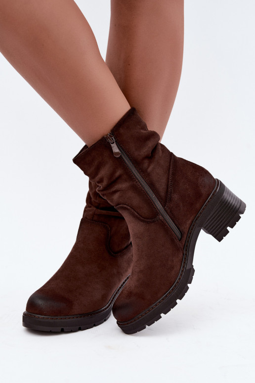 Stivaletti isolati da donna con volant Klocke S.Barski HY62-8100 in cioccolato