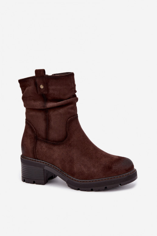 Stivaletti isolati da donna con volant Klocke S.Barski HY62-8100 in cioccolato