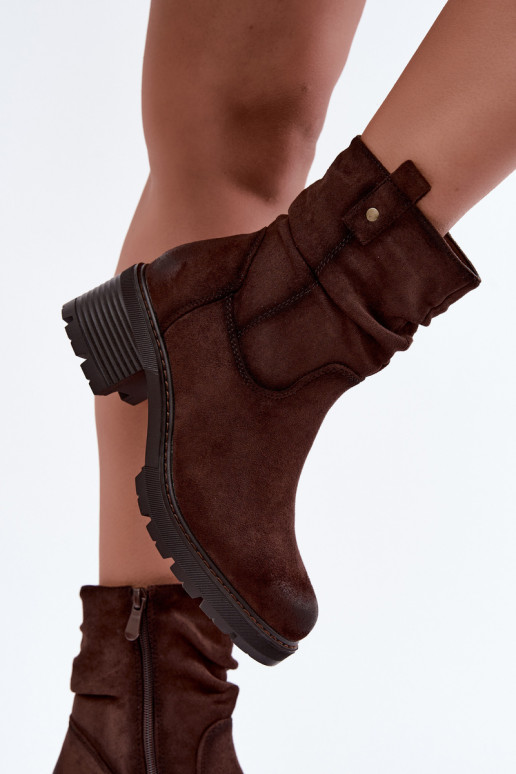 Stivaletti isolati da donna con volant Klocke S.Barski HY62-8100 in cioccolato