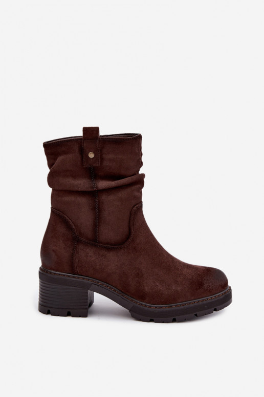 Stivaletti isolati da donna con volant Klocke S.Barski HY62-8100 in cioccolato