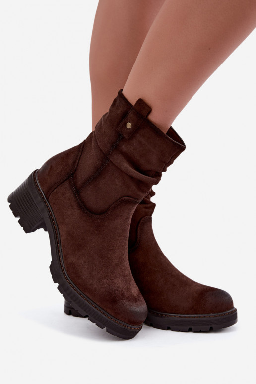 Stivaletti isolati da donna con volant Klocke S.Barski HY62-8100 in cioccolato