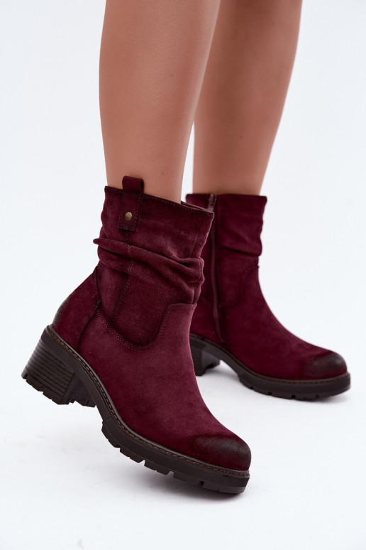 Stivaletti isolati da donna con volant Klocke S.Barski HY62-8100 in bordeaux