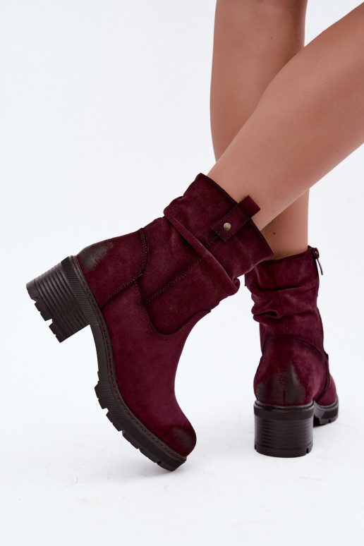 Stivaletti isolati da donna con volant Klocke S.Barski HY62-8100 in bordeaux