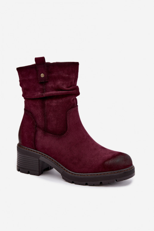 Stivaletti isolati da donna con volant Klocke S.Barski HY62-8100 in bordeaux
