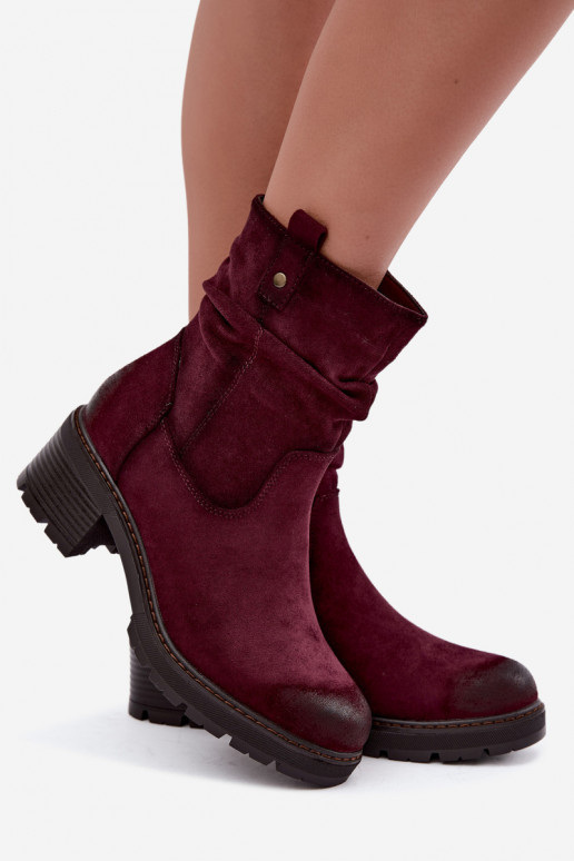 Stivaletti isolati da donna con volant Klocke S.Barski HY62-8100 in bordeaux