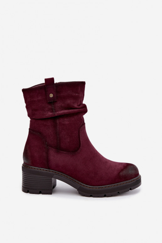 Stivaletti isolati da donna con volant Klocke S.Barski HY62-8100 in bordeaux
