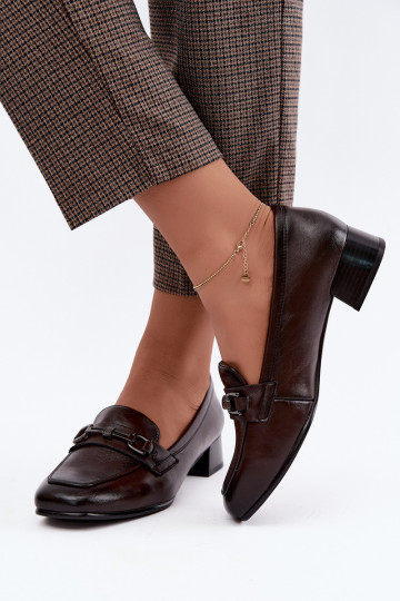 Scarpe in pelle sintetica con ornamenti Vinceza 39978 in cioccolato 2