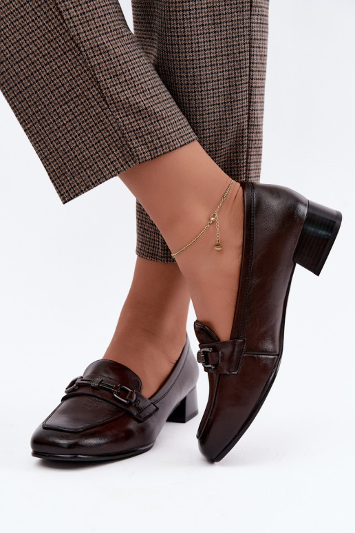 Scarpe in pelle sintetica con ornamenti Vinceza 39978 in cioccolato