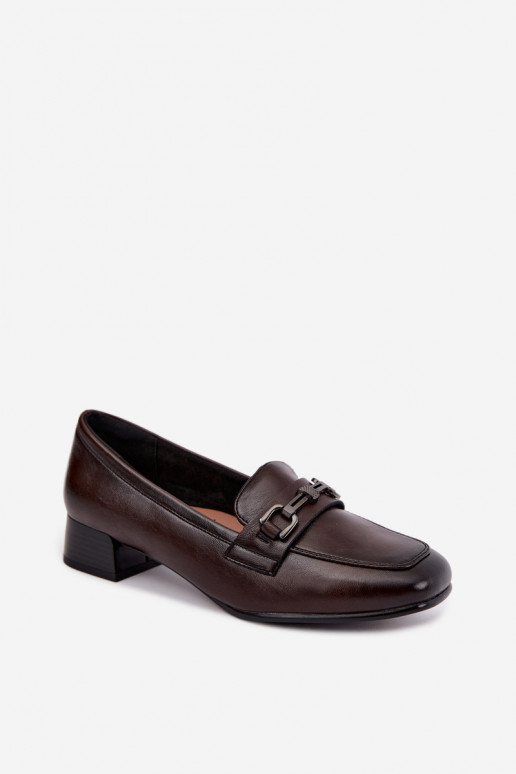 Scarpe in pelle sintetica con ornamenti Vinceza 39978 in cioccolato