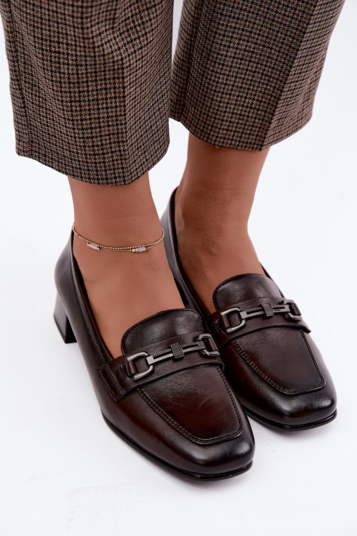 Scarpe in pelle sintetica con ornamenti Vinceza 39978 in cioccolato