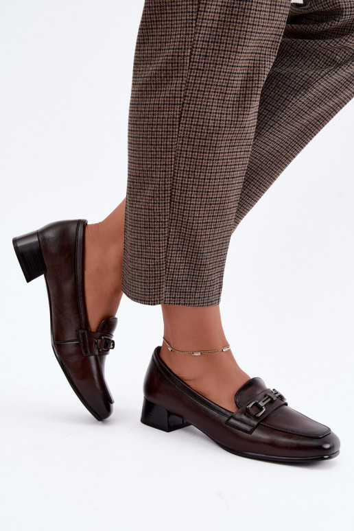 Scarpe in pelle sintetica con ornamenti Vinceza 39978 in cioccolato