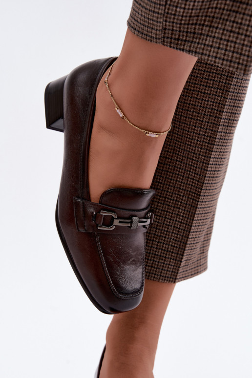 Scarpe in pelle sintetica con ornamenti Vinceza 39978 in cioccolato