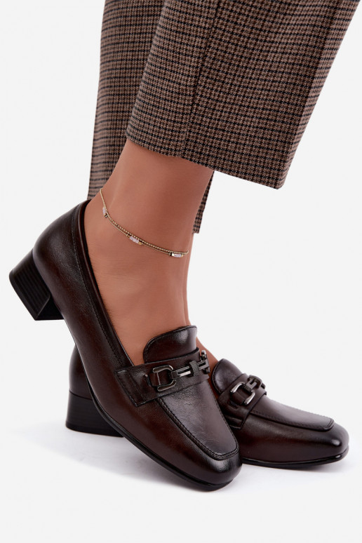 Scarpe in pelle sintetica con ornamenti Vinceza 39978 in cioccolato