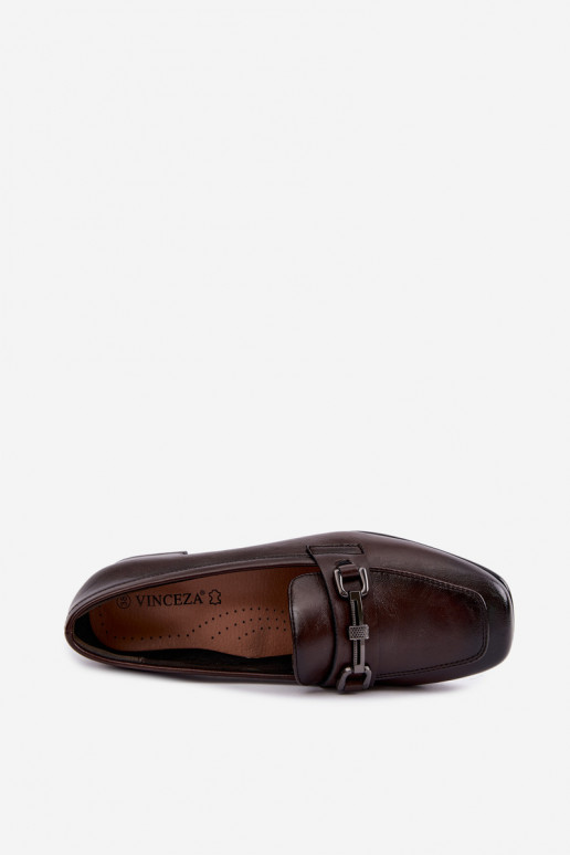 Scarpe in pelle sintetica con ornamenti Vinceza 39978 in cioccolato